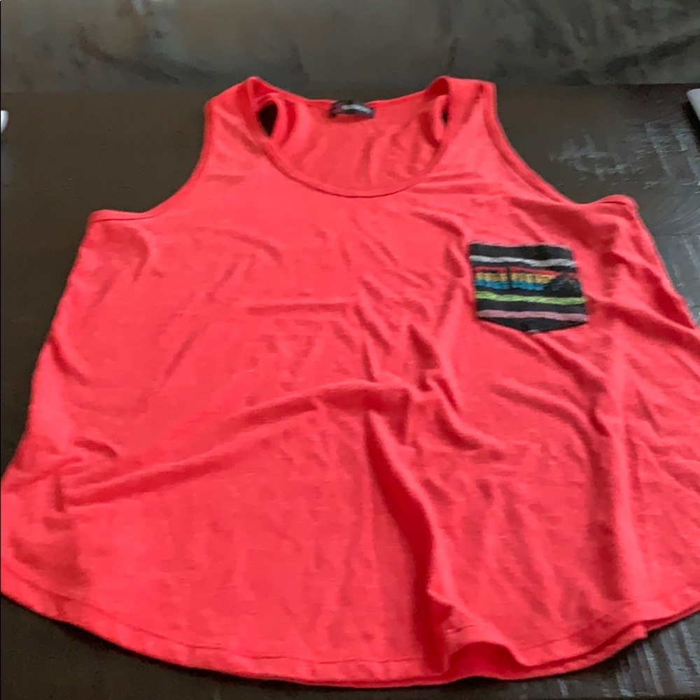 3/$25 Red Tank with Patterned Pocket